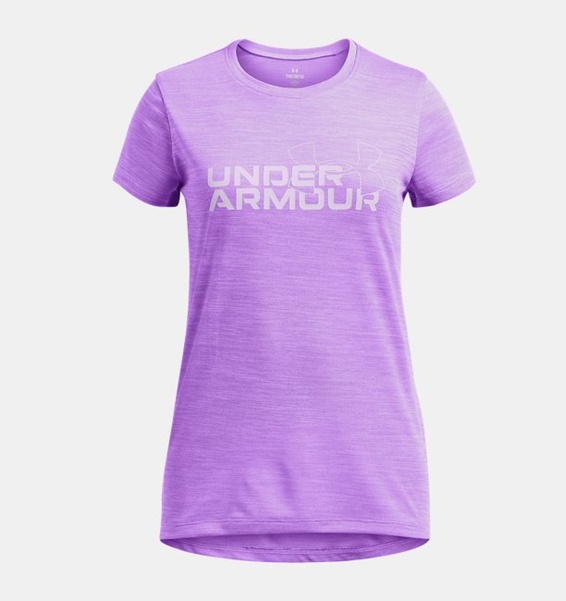 Lila Çocuk UA Tech Twist Wordmark Logo Kısa Kollu T-shirt