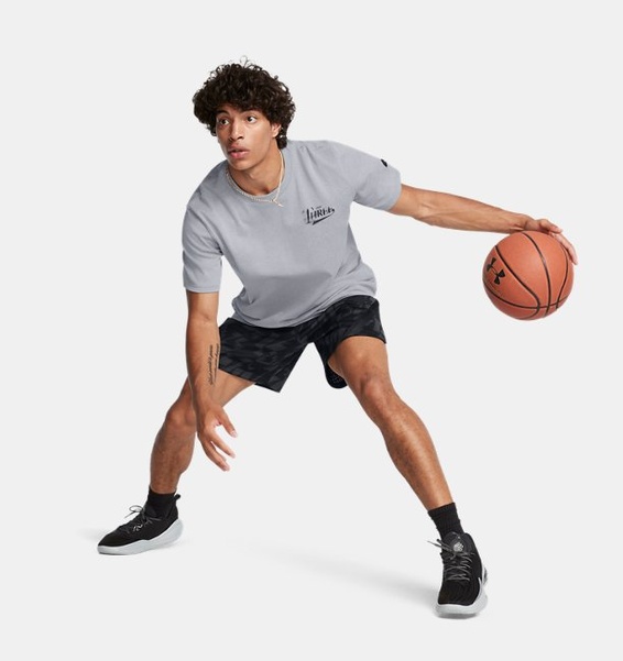 Gri Erkek UA Curry HW Verbiage 2 T-shirt