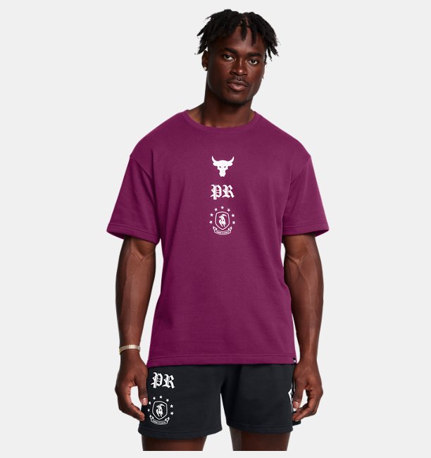 Erkek UA Project Rock Terry Kısa Kollu T-shirt Mor