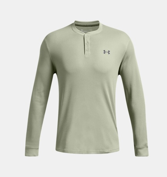 Yeşil Erkek UA DFO Waffle Henley Uzun Kollu T-shirt