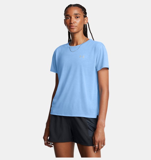 Kadın UA Trail Run Kısa Kollu T-shirt Mavi