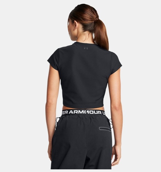 Siyah Kadın UA Meridian Rib Baby T-shirt