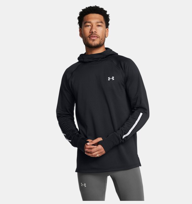 Erkek UA Launch Elite CW Kapüşonlu Uzun Kollu T-shirt Siyah