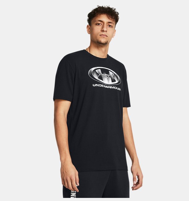 Erkek UA Glitch Logo 60/40S Kısa Kollu T-shirt Siyah