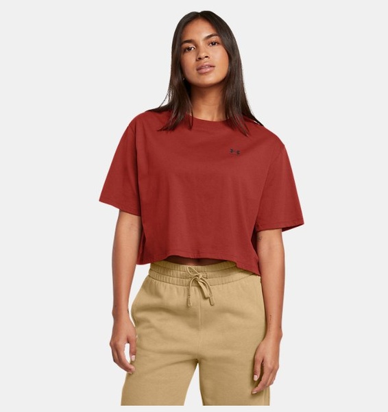 Turuncu Kadın UA Boxy Crop Logo Kısa Kollu T-shirt