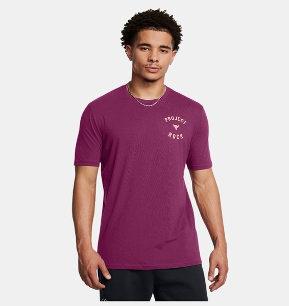 Mor Erkek UA Project Rock 7 Kısa Kollu T-shirt