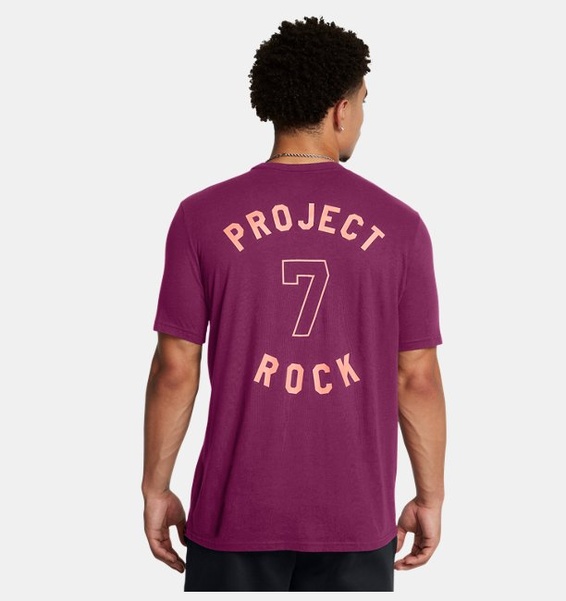 Mor Erkek UA Project Rock 7 Kısa Kollu T-shirt