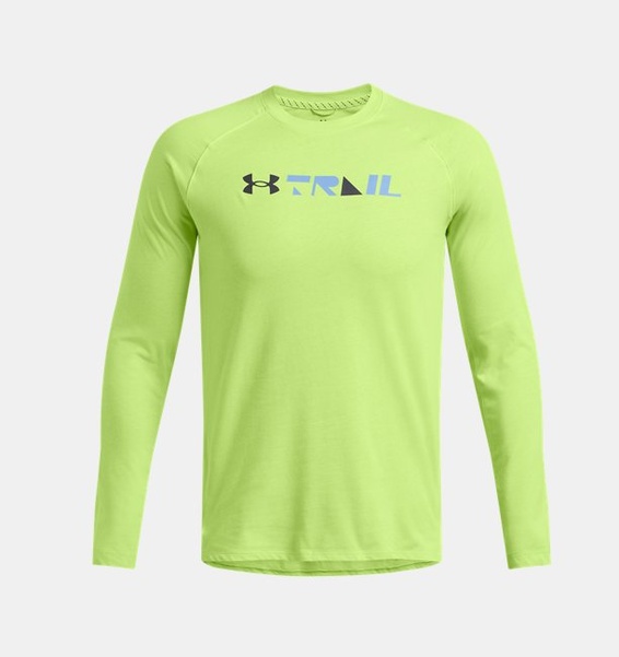 Yeşil Erkek UA Trail Run Graptic Uzun Kollu T-shirt