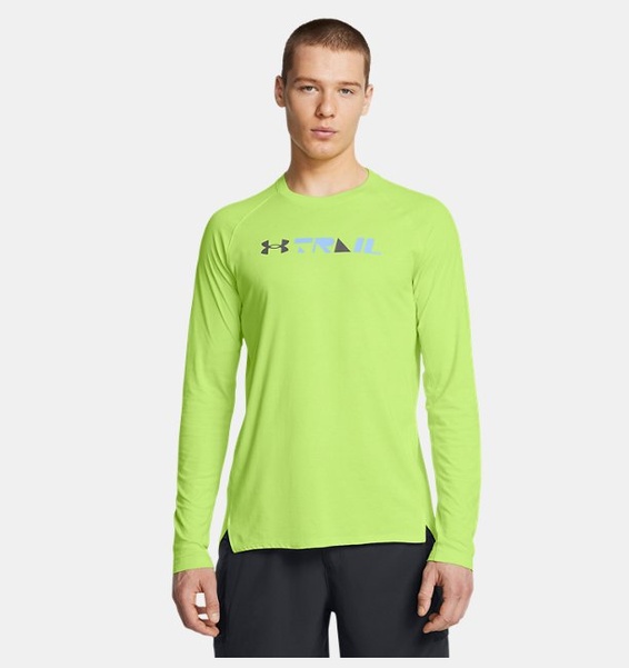Yeşil Erkek UA Trail Run Graptic Uzun Kollu T-shirt