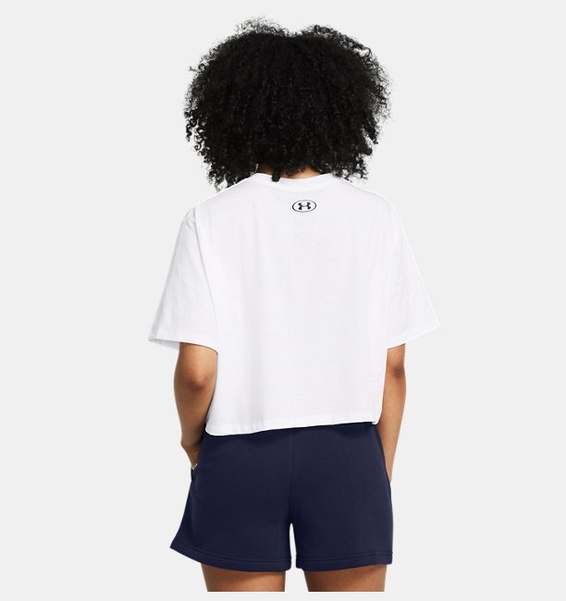Beyaz Kadın UA Boxy Crop Logo Kısa Kollu T-shirt
