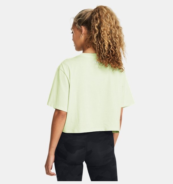 Yeşil Kadın UA Boxy Crop Logo Kısa Kollu T-shirt