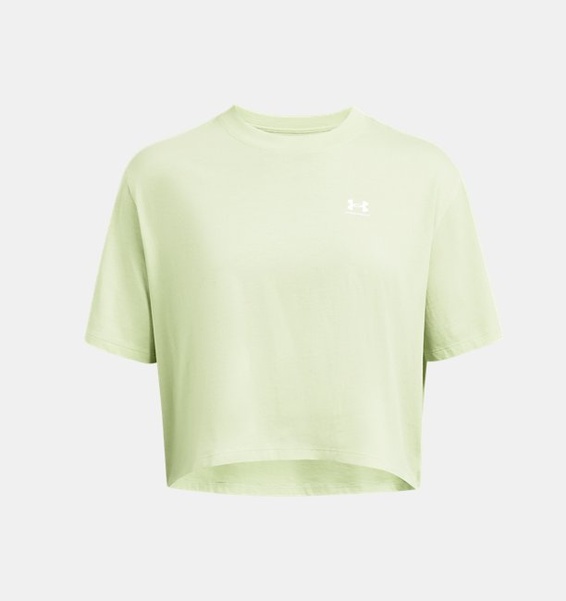 Yeşil Kadın UA Boxy Crop Logo Kısa Kollu T-shirt