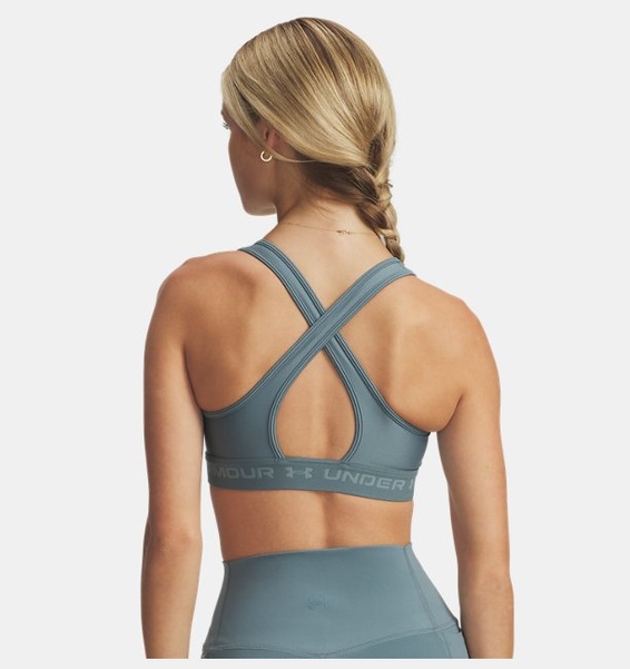 Mavi Kadın UA Crossback Mid Spor Sütyeni