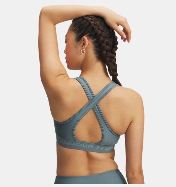 Mavi Kadın UA Crossback Mid Spor Sütyeni