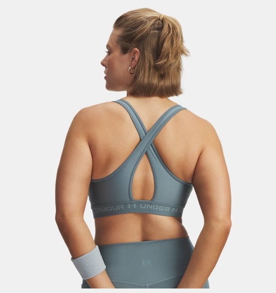 Mavi Kadın UA Crossback Mid Spor Sütyeni