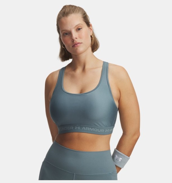 Mavi Kadın UA Crossback Mid Spor Sütyeni