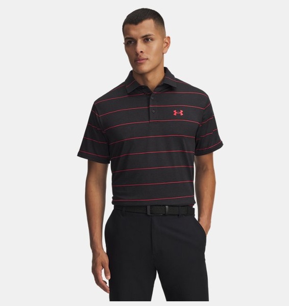 Siyah Erkek UA Playoff 3.0 Stripe Polo