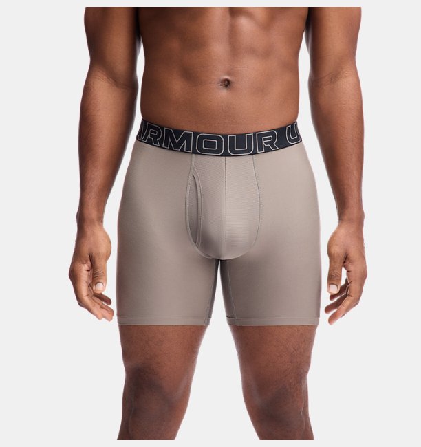 Erkek UA Performance Tech 6" Boxerjock - 3'lü Paket Kahverengi