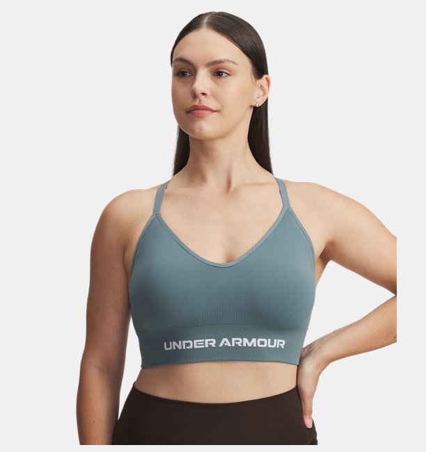 Kadın UA Vanish Dikişsiz Low Spor Sütyeni Mavi