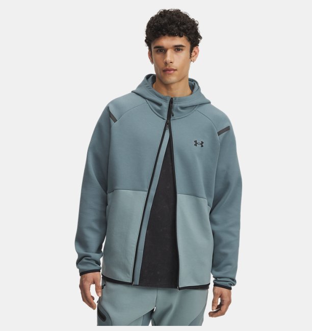 Erkek UA Unstoppable Fleece Tam Fermuarlı HD EU Sweatshirt Mavi