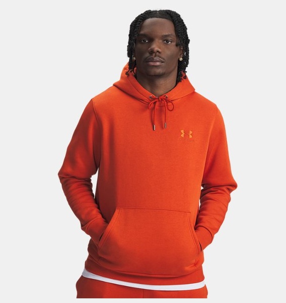 Turuncu Erkek UA Icon Fleece Kapüşonlu Üst
