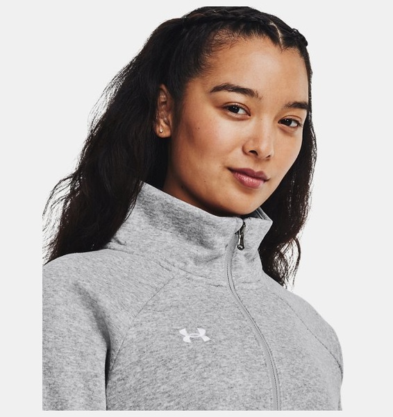 Gri Kadın UA Rival Fleece Yarım Fermuarlı Sweatshirt