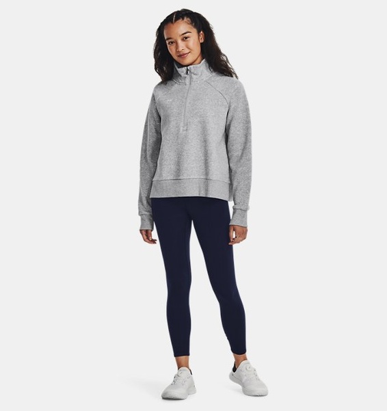 Gri Kadın UA Rival Fleece Yarım Fermuarlı Sweatshirt