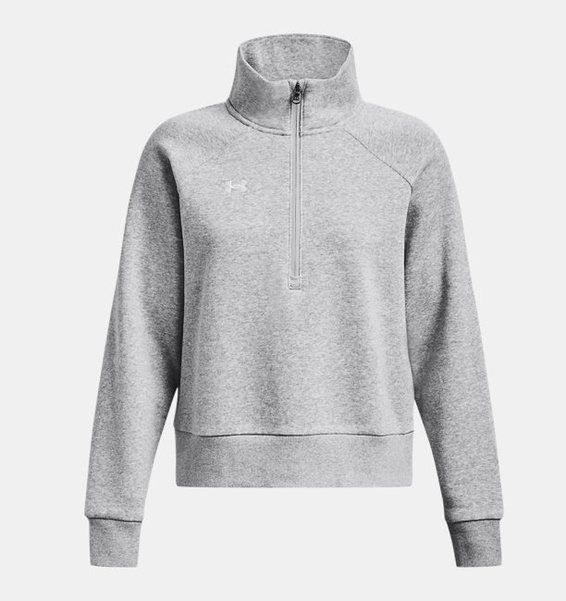 Gri Kadın UA Rival Fleece Yarım Fermuarlı Sweatshirt