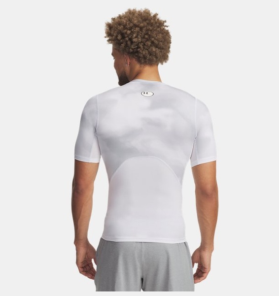 Beyaz Erkek UA HeatGear® Armour Baskılı Kısa Kollu T-shirt