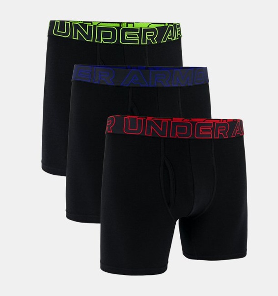 Siyah Erkek UA Performance Cotton 6" Boxerjock - 3'lü Paket