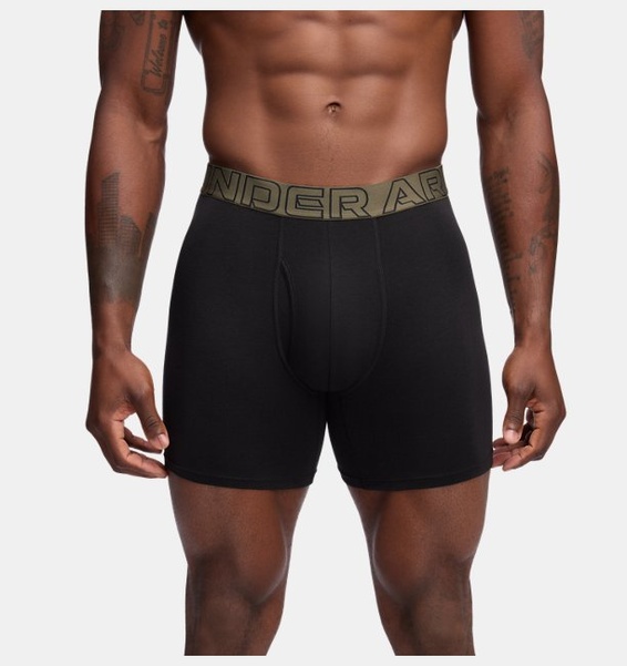 Siyah Erkek UA Performance Cotton 6" Boxerjock - 3'lü Paket
