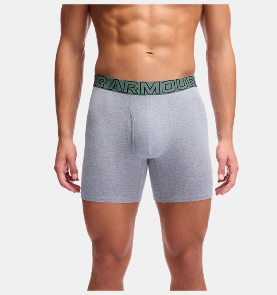 Gri Erkek UA Performance Cotton 6" Boxerjock - 3'lü Paket