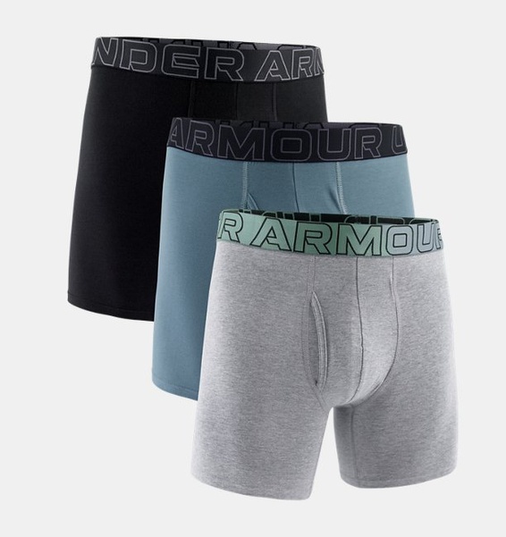 Gri Erkek UA Performance Cotton 6" Boxerjock - 3'lü Paket
