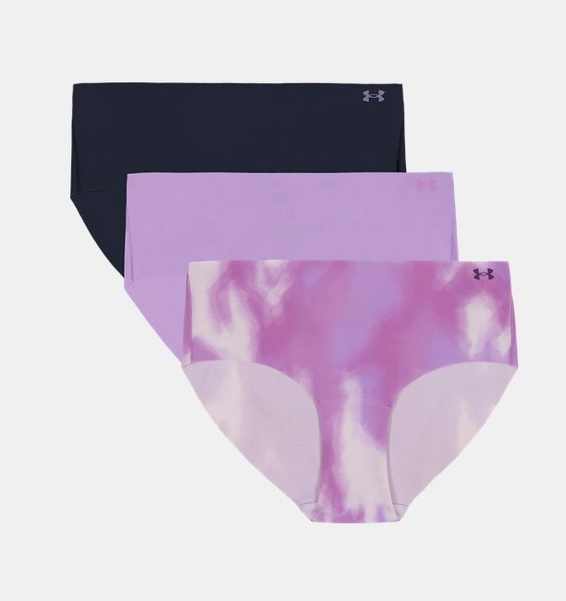 Mor Kadın UA Pure Stretch No Show Hipster-Print 3'lü Paket İç Giyim