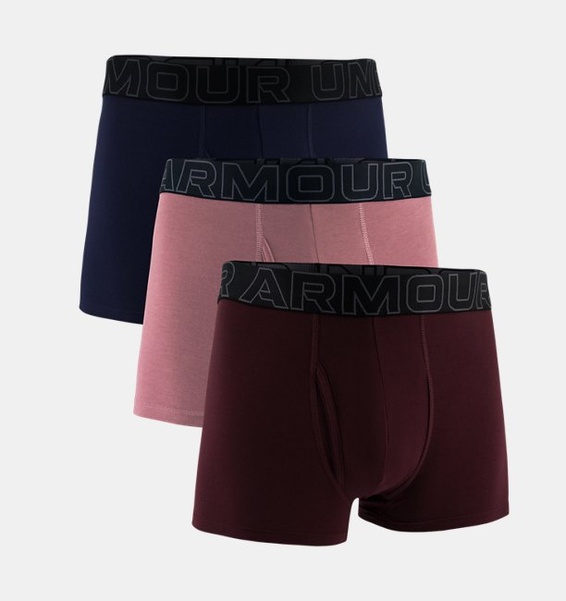 Bordo Erkek UA Performance Cotton 3" Boxerjock - 3'lü Paket