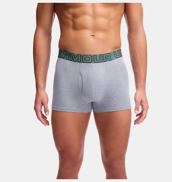 Gri Erkek UA Performance Cotton 3" Boxerjock - 3'lü Paket