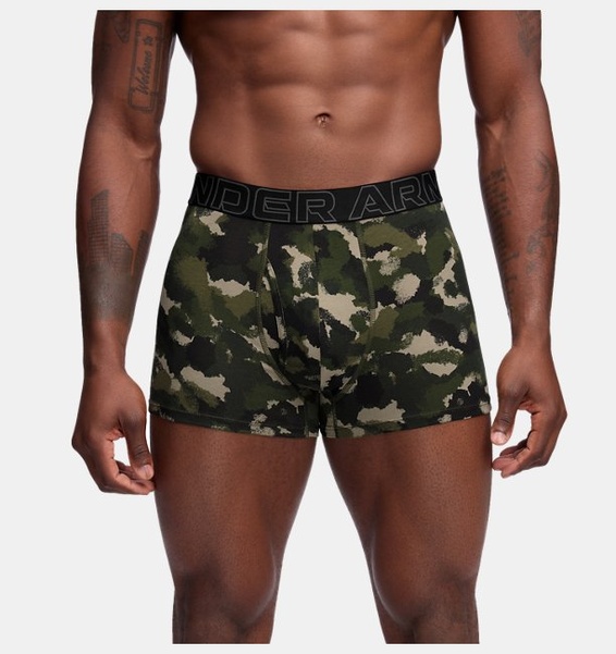 Yeşil Erkek UA Performance Cotton - Print 3 Inch İç Giyim