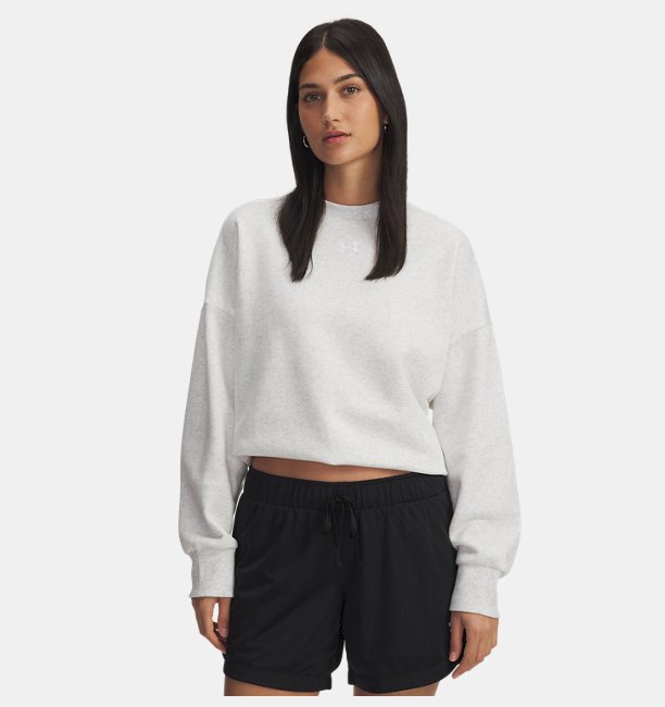 Kadın UA Rival Fleece Oversized Bisiklet Yaka Sweatshirt Gri