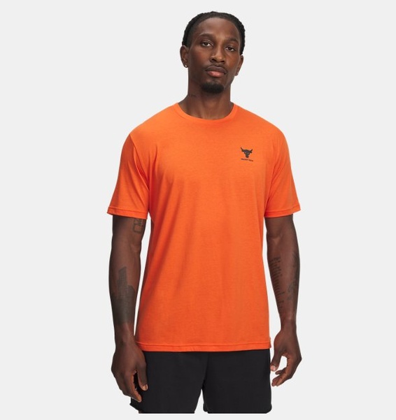 Turuncu Erkek UA Project Rock Simple Branded Kısa Kollu T-Shirt