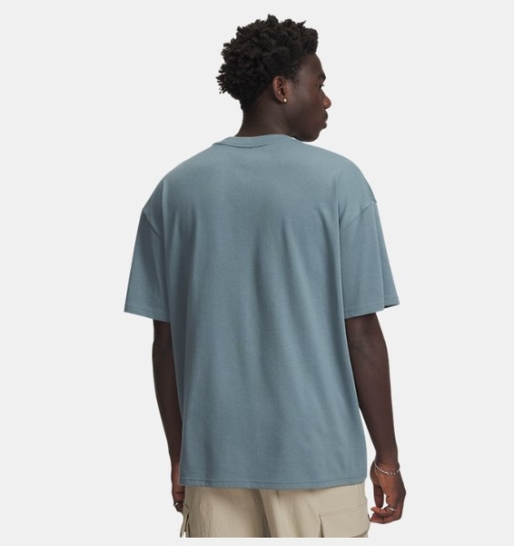 Mavi Erkek UA Heavyweight Oversized Branded Kısa Kollu T-shirt