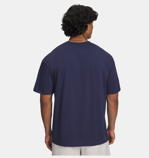 Mavi Erkek UA Heavyweight Oversized Branded Kısa Kollu T-shirt