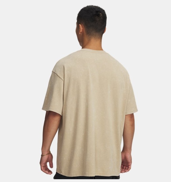 Kahverengi Erkek UA Heavyweight Oversized Logo Wash Kısa Kollu T-shirt