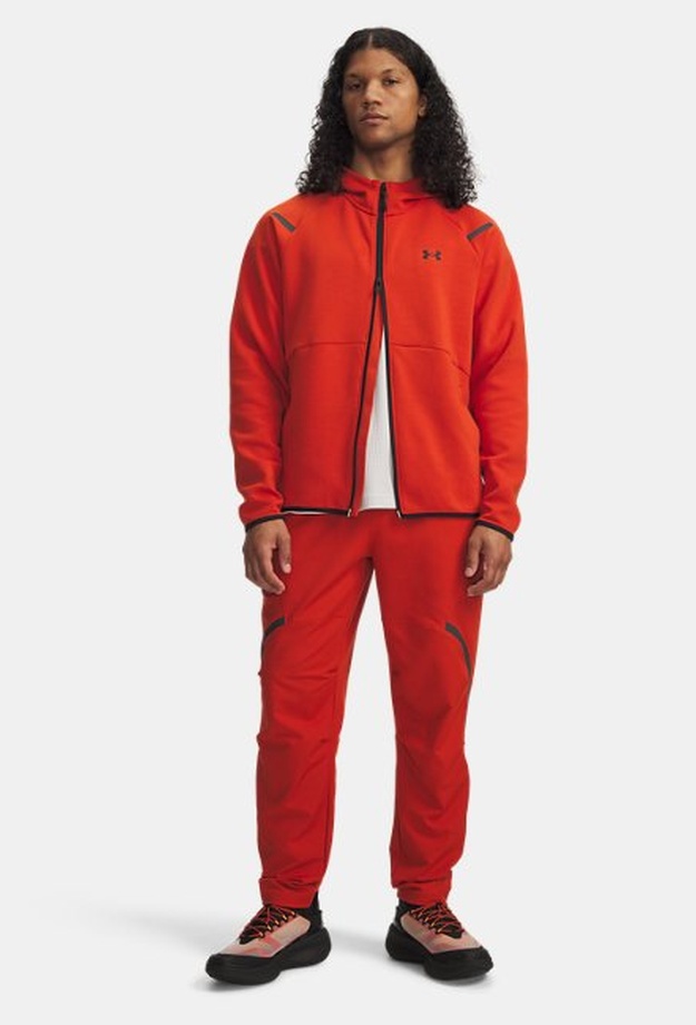 Erkek UA Unstoppable Fleece Tam Fermuarlı HD EU Sweatshirt Turuncu