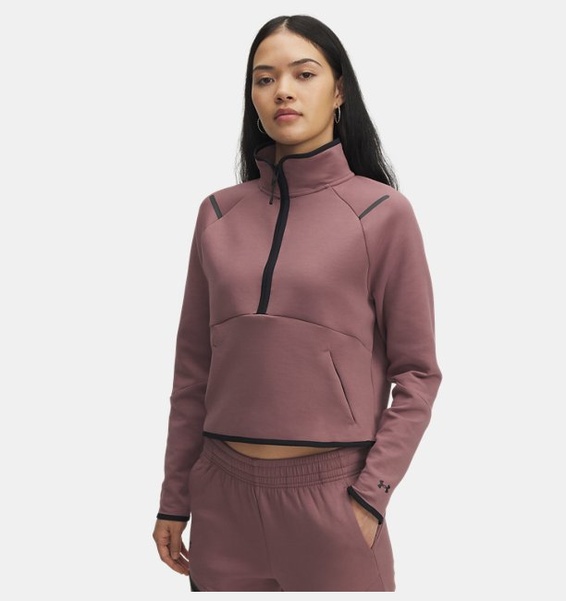 Kahverengi Kadın UA Unstoppable Fleece Yarım Fermuarlı Sweatshirt