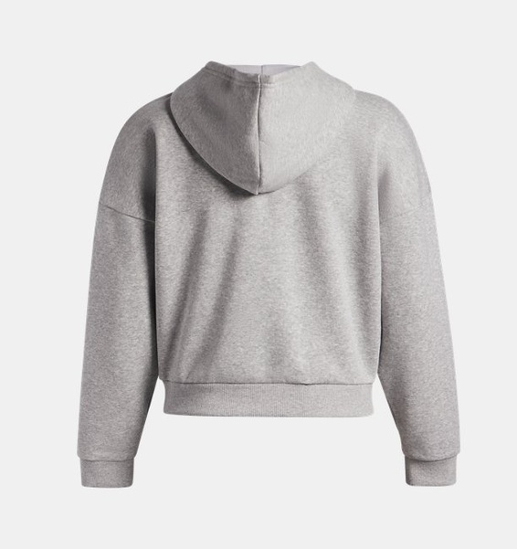 Gri Kadın UA Rival Fleece Piped Yarım Fermuarlı Kapüşonlu Sweatshirt