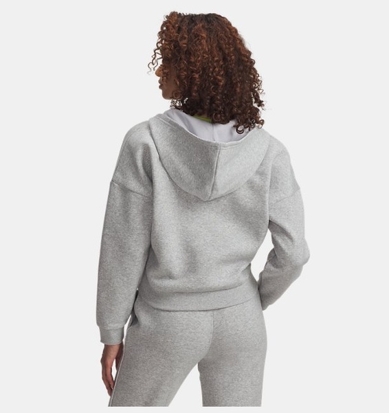 Gri Kadın UA Rival Fleece Piped Yarım Fermuarlı Kapüşonlu Sweatshirt