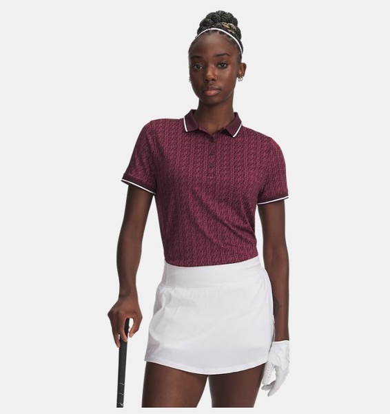 Bordo Kadın UA Playoff Jacquard Polo T-shirt