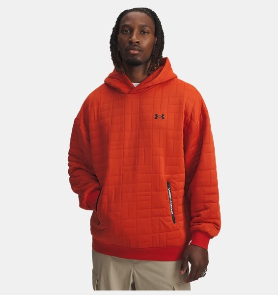 Turuncu Erkek UA Unstoppable Fleece TXTR Kapüşonlu Sweatshirt