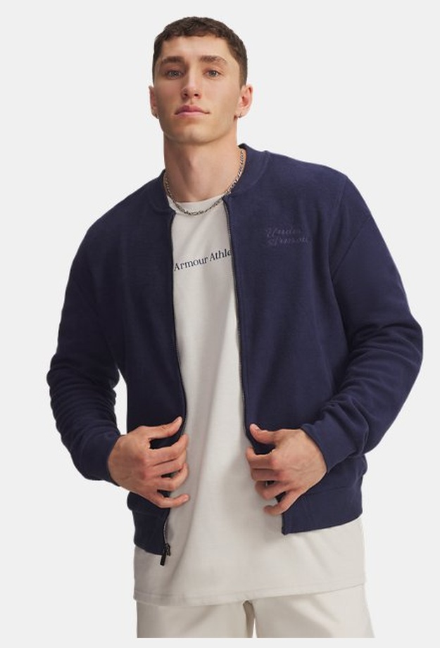 Erkek UA Icon Rev Terry Varsity Ceket Mavi 198632714300 | Under Armour