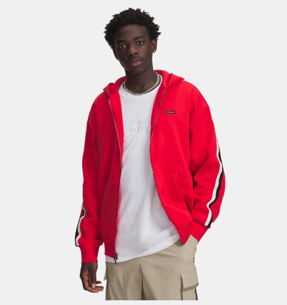 Kırmızı Erkek UA Icon Heavy Rib Fermuarlı Ceket